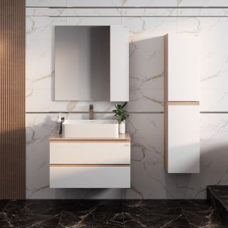 Подвесная тумба под раковину Onika Алеста 108054 80см белый/светлый камень